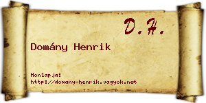 Domány Henrik névjegykártya